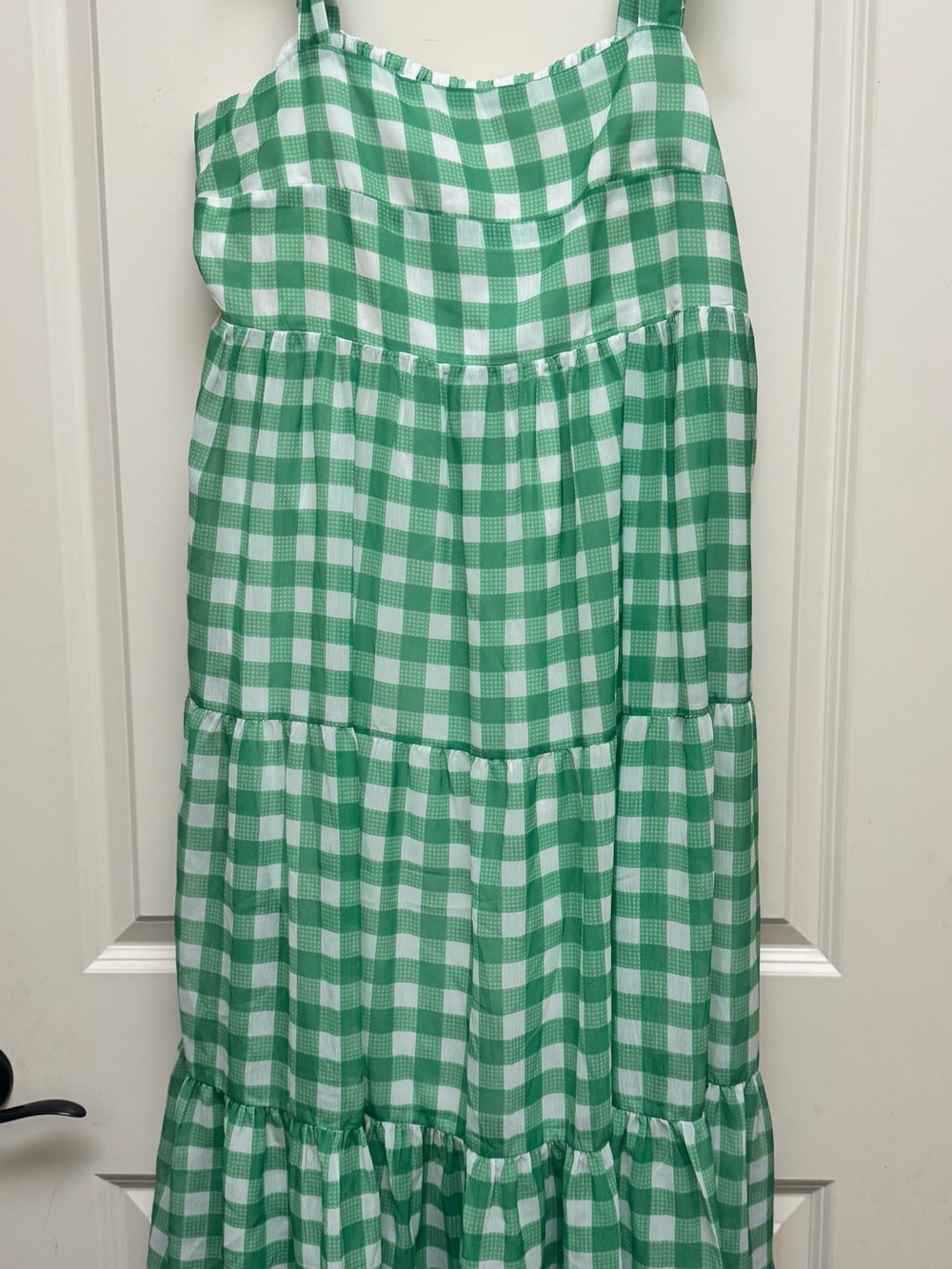 Green Gingham Tiered Maxi